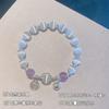 Pulsera de Elfo Oscuro para Mujer Imitación Obsidiana Cascabeles Plateados Piedra Lunar Cristal Lunar Pulsera para Novias Regalo