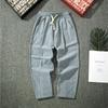 Pantalones nuevos para hombre estilo chino 2025 Pantalones casuales de lino retro holgados Estilo japonés Talla grande Color sólido Algodón Lino Rectos Largos