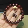Pulseira de Contas de Sândalo Sangue da Zâmbia 10mm Buda Pulseira de Lótus Esculpido Joia Cultural para Homens e Mulheres Joia de Mão Rosário Presente