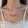 Colar de flores de vidro ajustável para mulheres luz de nicho de luxo fresco doce legal design senso estilo coreano Internet celebridade personalizada cadeia de clavícula