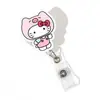 Porta-credencial retráctil de gatito Q-Version de dibujos animados lindos para enfermeras y estudiantes, clip metálico anti-pérdida con hebilla retráctil