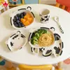 Juego de Vajilla Infantil de Melamina y Fibra de Bambú Plato Dividido para Comer con Forma de Vaca para Bebé Regalo Complemento Alimenticio