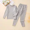 Conjunto de Ropa Interior Térmica de Cachemira para Niños, Conjunto de Otoño de Seda para Niños (Tops y Pantalones), Ropa de Dormir de Capa Base de Cuello Medio para Niñas Estudiantes (Tallas Mediana y Grande)