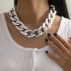 Joyería transfronteriza europea y americana exagerada punk geométrica de una sola capa collar para hombres y mujeres tendencia de moda color mixto collar de cadena gruesa