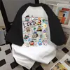 Camiseta Casual Versátil de Manga Corta con Estampado Divertido de Dibujos Animados y Bloques de Color, Tendencia Nacional, Nueva de Verano 2026