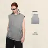Chal sin mangas para hombre Bk Desgastado 275g Camiseta sin mangas Lavada Vintage Chaleco Deportivo Lavado y Desgastado Camiseta Simple para Hombre