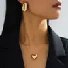 Conjunto de Aretes y Collar con Corazón de Amor Sencillo y Lindo de Moda Transfronteriza Adecuado para que las Mujeres lo Usen en Citas Diarias y el Día de San Valentín