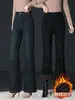 2069 Primavera Otoño Invierno Jeans de Micro Campana Pantalones de Mujer Ropa de Niñas Pantalones de Campana Engrosados con Terciopelo Plus Longitud Nueve Décimas Perforación Caliente Bordado