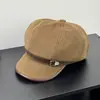 Boina octogonal de lana para otoño e invierno para mujer con hebilla de cinturón, gorra tipo pico que estiliza el rostro, gorra de visera estilo coreano de alta calidad y cálida.