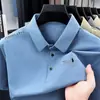Camiseta Masculina de Manga Curta para Pai, Casual de Negócios, Secagem Rápida, Seda de Gelo, Respirável, Fina, Estilosa, Versátil, Camiseta Masculina, Atacado