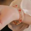 [Phoenix Qiuhuang] Pulseira de Ágata Vermelha Natural Abertura Design de Nicho Artístico Retrô Estilo Palaciano Joia do Ano do Coelho
