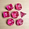Juego de Dados Poliedros D&D con Patrón de Mármol, Color Mixto Transparente D4D6D8D10D12D20 Caras, Coc, Juego de Mesa, Juego de Siete Piezas