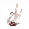 Joia Eco-Friendly Tendência Europeia e Americana Transfronteiriça, Broche Elegante de Cisne Brilhante Cravejado de Diamantes, Alfinete de Luxo Leve de Alta Qualidade