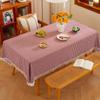 Toalha de Mesa Xadrez Cor Sólida Atacado Borla Branca Retangular Decoração de Atmosfera para Mesa de Jantar Estilo Ins Mesa de Jantar Xadrez