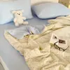 Juego de Sábana y Colcha de Verano de Algodón Puro de Doble Capa de Gasa con Nylon Refrescante, Juego de Cuatro Piezas, Gasa de Hielo, Colcha de Aire Acondicionado, Colcha Delgada de Verano, Clase A para Maternidad e Infancia