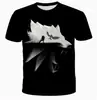 Comércio exterior transfronteiriço 2025 novidade quente cabeça de lobo impressão digital 3D moda casual solto manga curta top quente