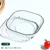 Plato Transparente con Borde Dorado en Forma de Hueso Hecho a Medida por el Fabricante, Plato de Fruta de Lujo para Mascotas con Diseño de Diamantes e Impresión de Logo, Admite Personalización de Lotes Pequeños