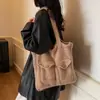 Bolso Estilo Perezoso para Mujer 2025 Nuevo Invierno Casual Bolso de Hombro Tejido de Lana Gran Capacidad Bolso Tote para Viajes