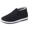 Zapatos de Tela Gruesos de Invierno Estilo Old Beijing con Forro de Felpa, Zapatos de Algodón de Caña Alta, Zapatos Cálidos para Hombres de Mediana Edad y Mayores, Zapatos Nuevos para Hombre