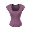 Camiseta Feminina de Manga Curta Pure Spice Girl Decote U Grande Lyocell Tencel Verão 2025 Nova Slim-fit Ajustada Top Básico