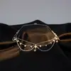Cadena de Cabello con Borlas de Estilo Exótico de Venta Caliente Transfronteriza Europea y Americana, Cadena de Frente Femenina con Colgante de Perla, Cadena para el Cabello Multicapa Incrustada de Diamantes