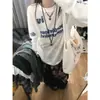 Blusa de punto calado estilo americano Ruth, holgada, con estampado de moda, para cubrir, con diseño de letras de nicho, camisa con protección solar