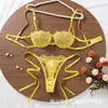 Comercio Exterior Más Vendido Diseño de Cordones Sexy Transparente Lencería Erótica Adornado con Diamantes Malla Ultradelgada Conjunto de Sujetador Sensual Tentador