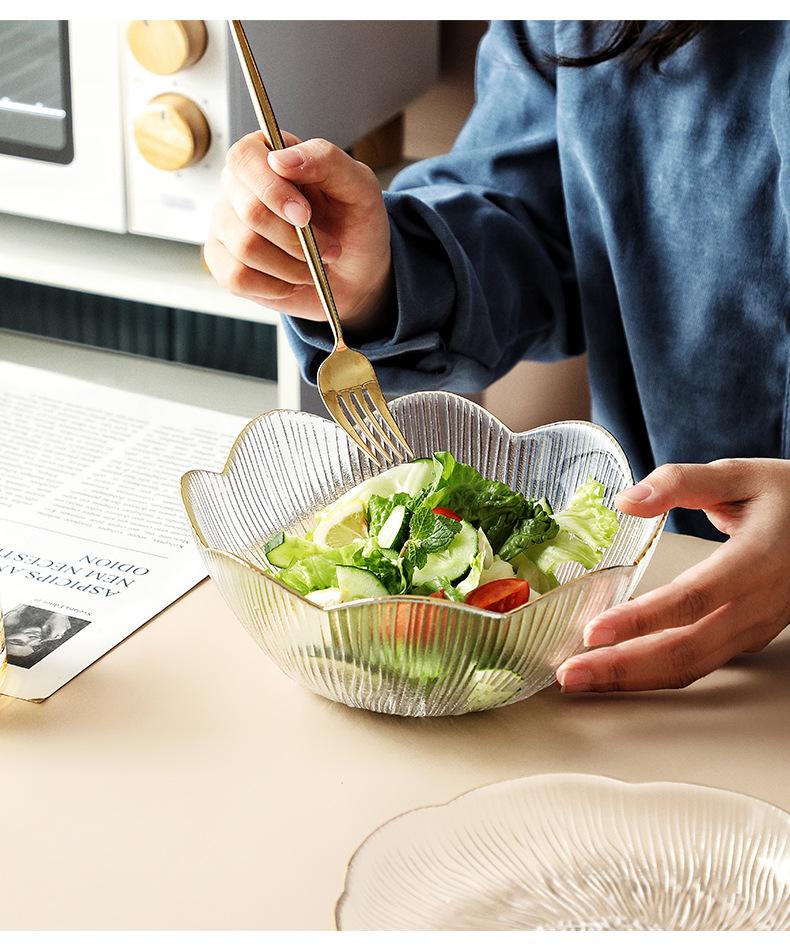 水果盘玻璃甜品盘沙拉碗家用客厅茶几零食糖果盘轻奢