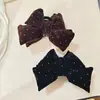 Elegante Pasador de Princesa con Lazo y Pedrería, Pinza de Terciopelo de Alta Gama para Moño, Pinza de Tiburón para el Cabello