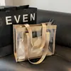 Bolsa Tote Transparente da Moda para Mulheres, Bolsa de Ombro com Design de Nicho de Alta Qualidade, Bolsa de Mão Grande com Letras Estilo Coreano