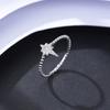 PAG &amp; MAG Anillo de estrella de cuatro esquinas de plata esterlina S925 con incrustaciones de circonita japonesa ultrafina para damas