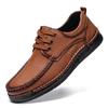 Zapatos Populares Hechos a Mano Transfronterizos para Hombre, Zapatos Casuales Retro, Tenis para Hombre, con Cordones, Puntera Redonda, Juveniles, Británicos de Moda, Zapatos de Piel para Hombre