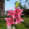 Parede de flores de lírio 3D artificial com 5 cabeças para casamento, arranjo de flores para corredor, paisagismo externo, decoração de shopping, vitrine, decoração de feriado
