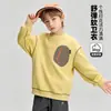 Roupa de Outono para Meninos Moletom com Capuz de Manga Longa para Uso ao Ar Livre Novo Estilo 2026 Camiseta Básica de Gola Redonda Solta Casual para Crianças Pequenas, Médias e Grandes