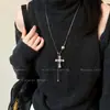 Collar Largo para Suéter con Colgante de Cruz Súper Brillante Resistente Estilo Y2K Ajustable Nicho Lujo Ligero Gama Alta Mujer