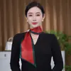 Bufanda de Seda Pequeña Cuadrada Larga para Mujer Primavera, Otoño y Verano Protector de Cuello Hebilla Perezosa Combinación Clavícula Camisa Bufanda Delgada