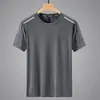 Camiseta de Seda Gelada de Verão para Homens, Gola Redonda, Secagem Rápida, Manga Curta, Fina, Respirável, Top de Meia Manga, Moda Esportiva Masculina, Corte Amplo