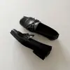 Mocassins femininos de pele de carneiro estilo francês com salto alto, cadarço, sapatilhas de bico quadrado de nicho