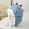 Gorro de Lei Feng de dibujos animados de dinosaurio para niños de otoño e invierno, gorro a prueba de viento y cálido para niños y bebés