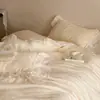 Nuevo Juego de Funda Nórdica de Encaje Jacquard de Doble Capa de Algodón Puro Francés de 60 Hilos de Cuatro Piezas Estilo Princesa de Alta Gama Ropa de Cama de Algodón Puro para Dormitorio Principal