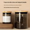 Anel de Vedação Tampa de Bambu com Higrômetro Cinza Evitar Vidro de Borossilicato Alto Armazenamento de Grãos Grossos Latas de Chá Domésticas