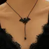 Colar Gótico Caveira Diablo Unissex Liga Retrô Europeu e Americano Pingente de Asas de Morcego Velho Corrente Clavicular