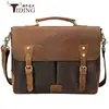 Maletín de cuero genuino para hombre, bolso tipo cartera, bandolera, bolso bandolera informal de cuero Crazy Horse para exteriores, personalizado por el fabricante.