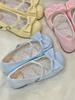 [en stock] Tacón Medio Corazón Flor Pequeña Enrollada Arroz Frito Linda Niña Lolita Cabeza Redonda Zapatos con Lazo