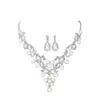 Conjunto de Collar y Pendientes de Flor de Perla Europeos y Americanos Novia Banquete de Bodas Venta Caliente Transfronteriza Joyería para Mujer Lluvia de Meteoros