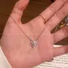 Colar de Flor Tridimensional de Zircônia Cintilante de Alta Qualidade para Mulheres Design de Nicho Base de Flor de Renda Corrente da Clavícula Acessórios Japoneses Coreanos de Luxo Leve