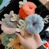 Celebridad de internet ins otoño e invierno alta elasticidad súper lindo tridimensional felpa orejas de conejo banda para el pelo lindo corazón de niña cuerda para atar el pelo accesorios para el cabello