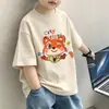 Roupas Infantis Verão Crianças Camisetas de Manga Curta para Meninos Verão Novo Estilo Meninos Pequenos Tops Largos Estilo Coreano Fofos Estampadas Tendência Camisetas