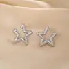 Pendientes de estrella de cinco puntas de circón de moda, pendientes geométricos de alta calidad, estilo frío, aguja de plata S925, pendientes exquisitos para mujer