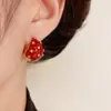 Pendientes Vintage Estilo Francés con Pedrería Roja Huecos en Forma de Lágrima Diseño de Nicho Único de Moda Pendientes Exquisitos Versátiles para Mujer